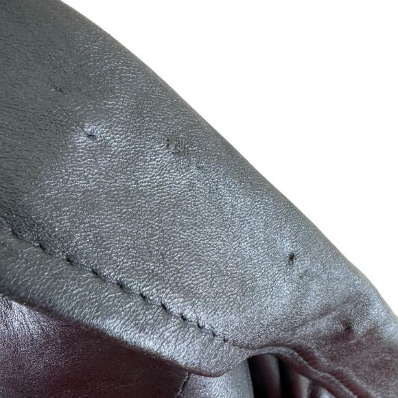 Vintage Gino di Giorgio Black Leather Button Up Trench Coat Size L - Picture 7 of 14